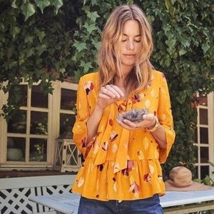 Sezane Anita blouse saffron flowers size 36